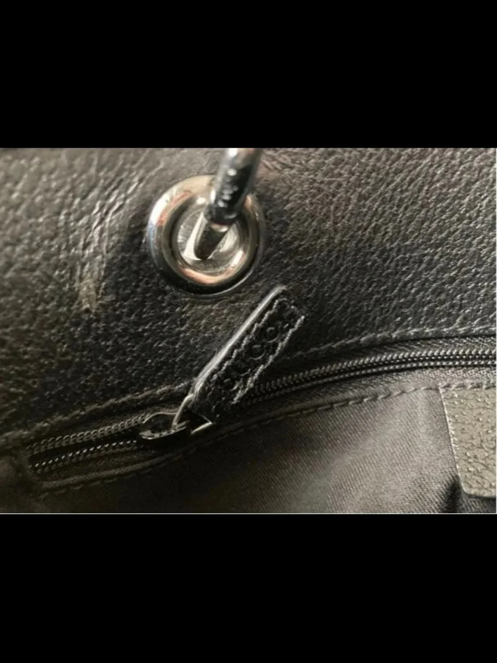 Gucci Black Monogram Tote with Silver-Tone Rings